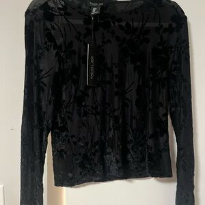 Rachel Zoe Black Floral Velvet Blouse